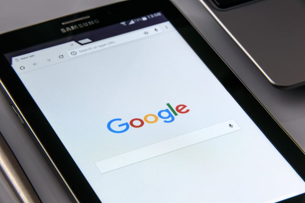 zipwp-image-218717 Black Samsung Tablet Display Google Browser on Screen